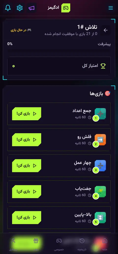 فهرست دورهای بازی و امتیاز هر دور